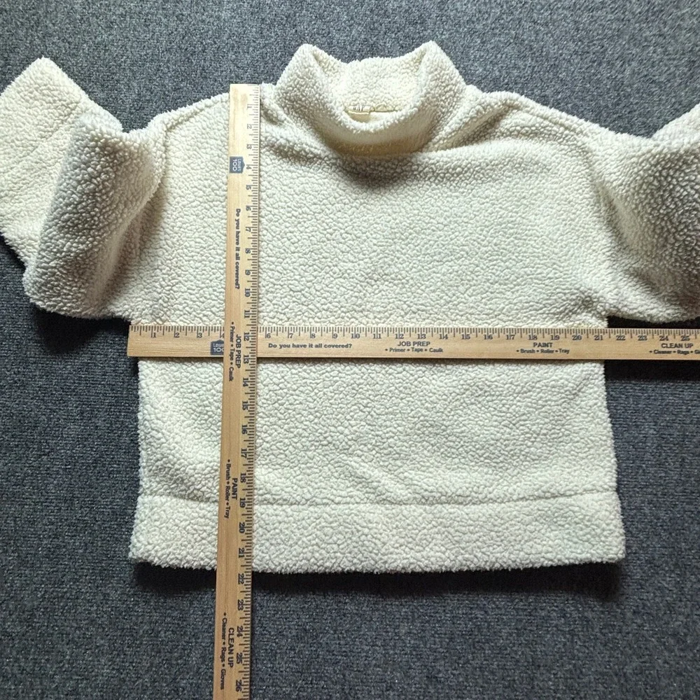 GAP Womens Cream Sherpa Fleece Mock Neck Pullover Sweatshirt Size M Off White